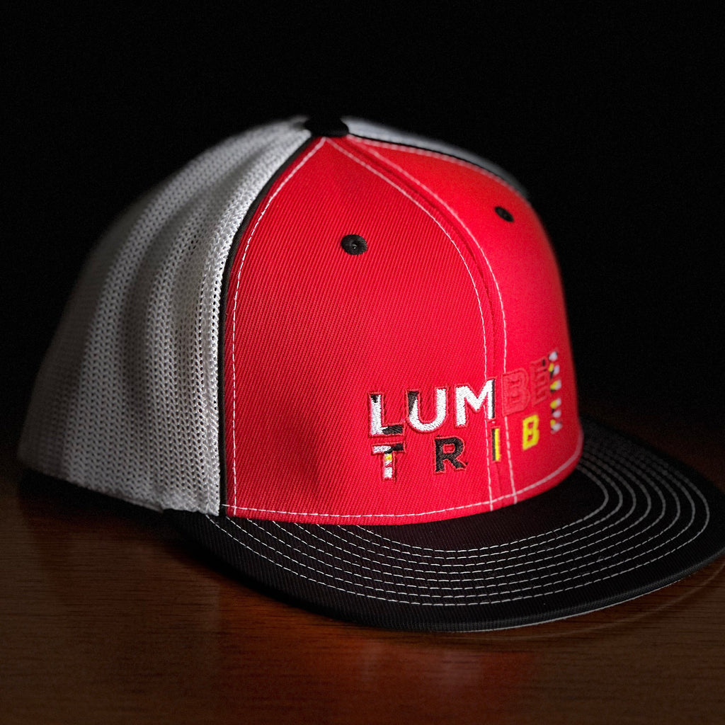 Lumbee Native D Series Flex Fit Red Trucker Hat-Small
