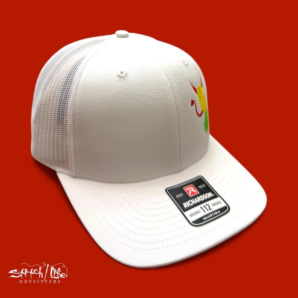 Upside Down Pineapple Devil Horns and Tail Trucker Hat