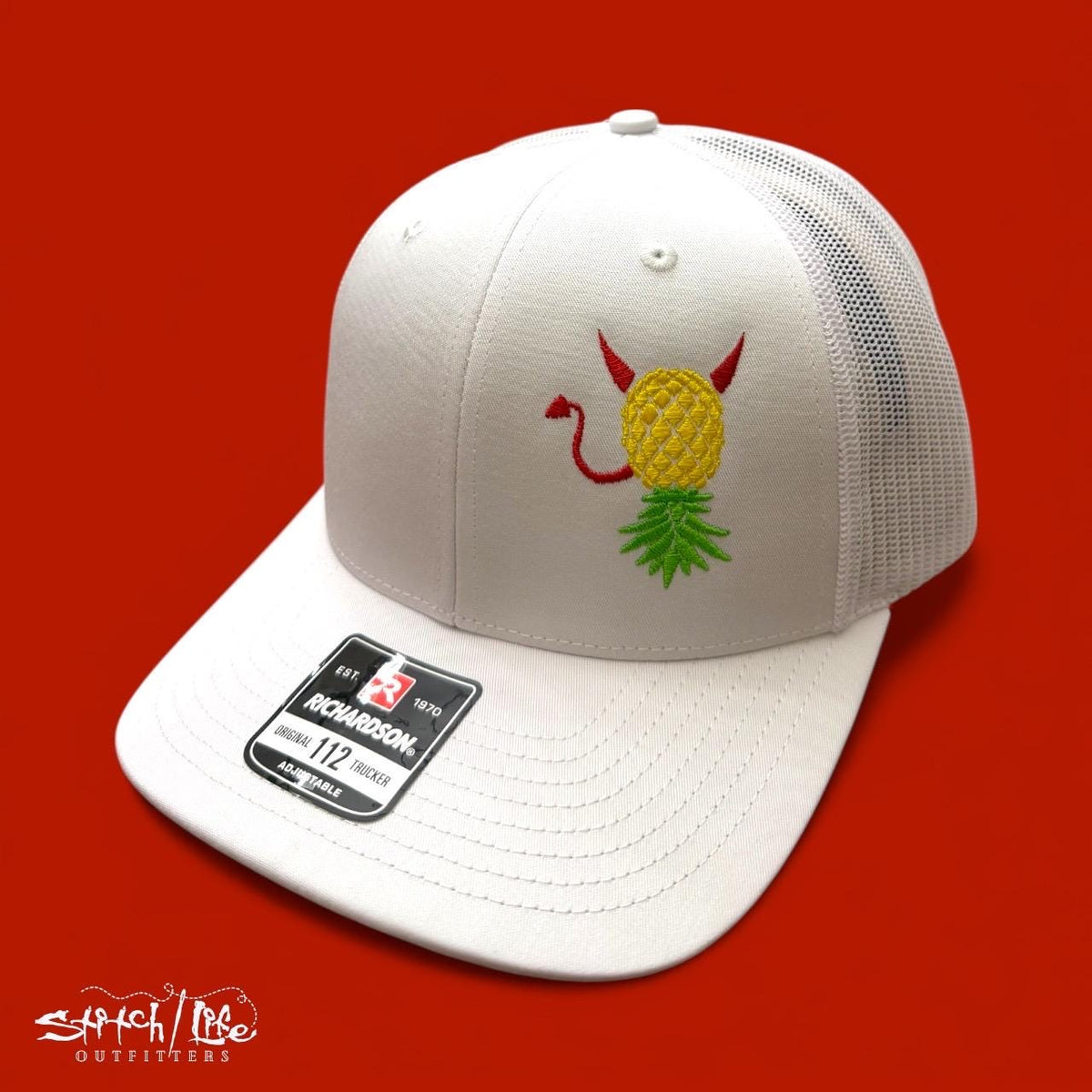 Upside Down Pineapple Devil Horns and Tail Trucker Hat