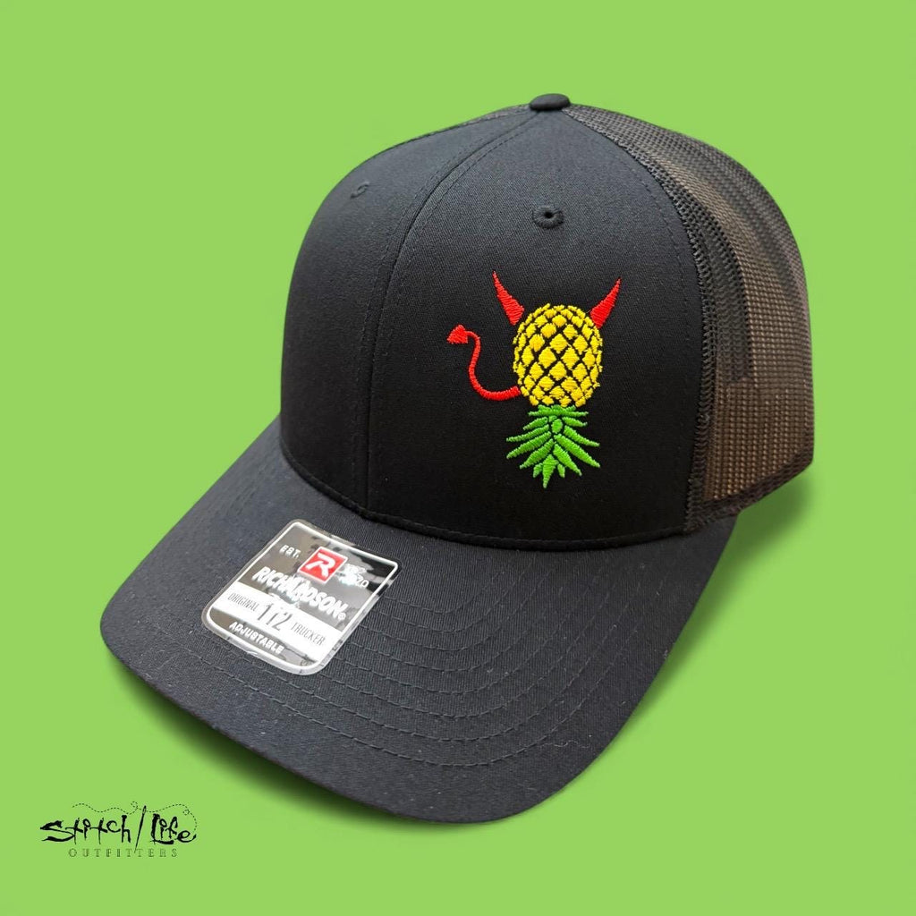 Upside Down Pineapple Devil Horns and Tail Trucker Hat