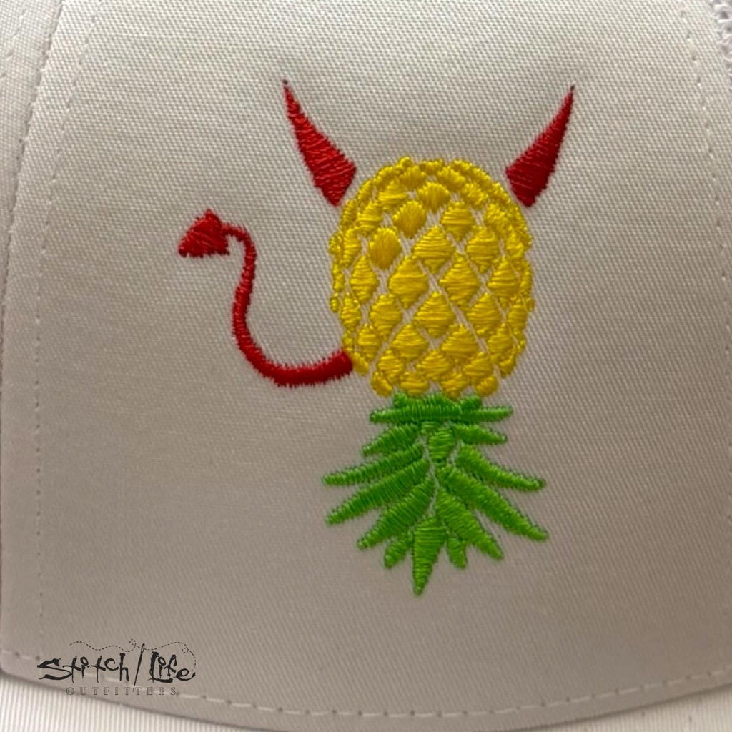 Upside Down Pineapple Devil Horns and Tail Trucker Hat