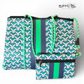Striped Neoprene Tote Bag with Matching Wallet