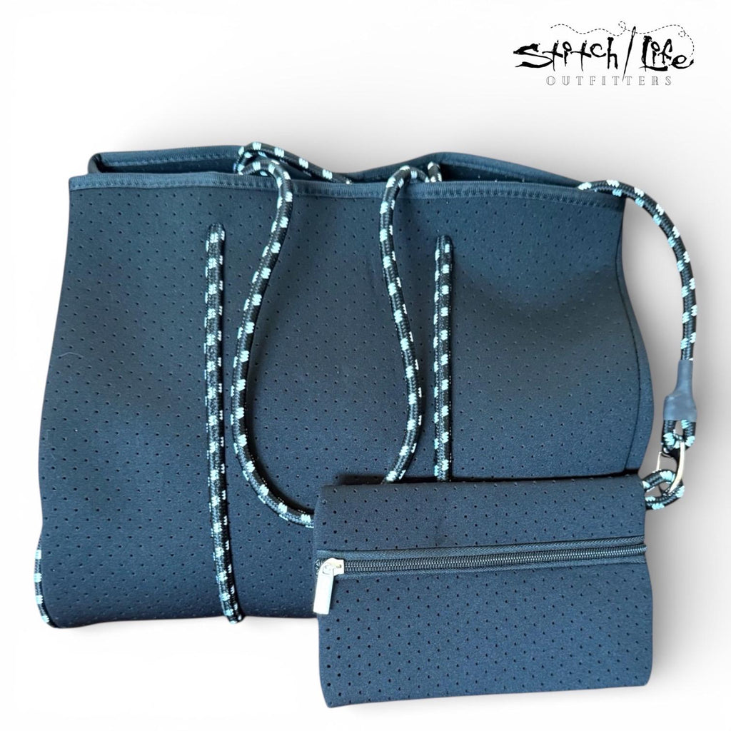 Striped Neoprene Tote Bag with Matching Wallet