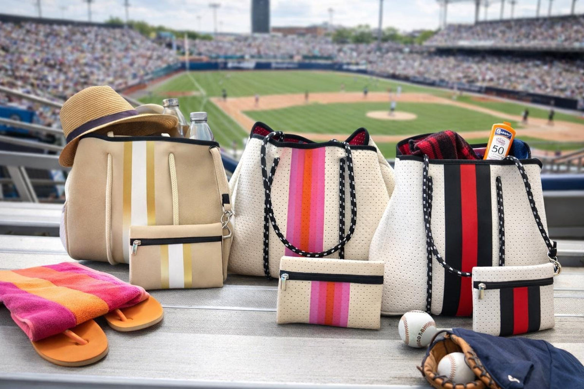 Striped Neoprene Tote Bag with Matching Wallet