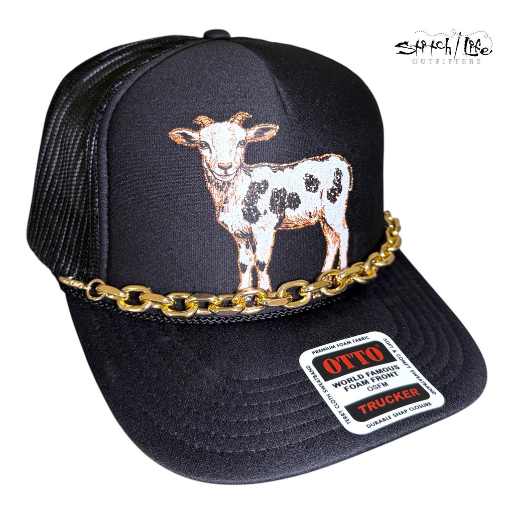 Rhinestone Goat Trucker Hat