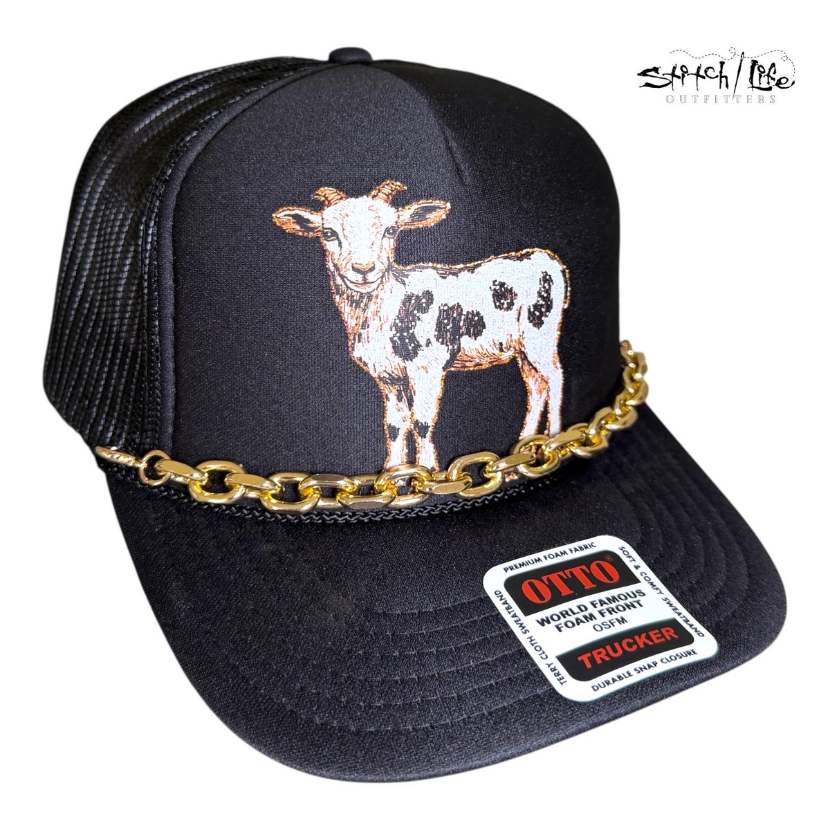 Rhinestone Goat Trucker Hat