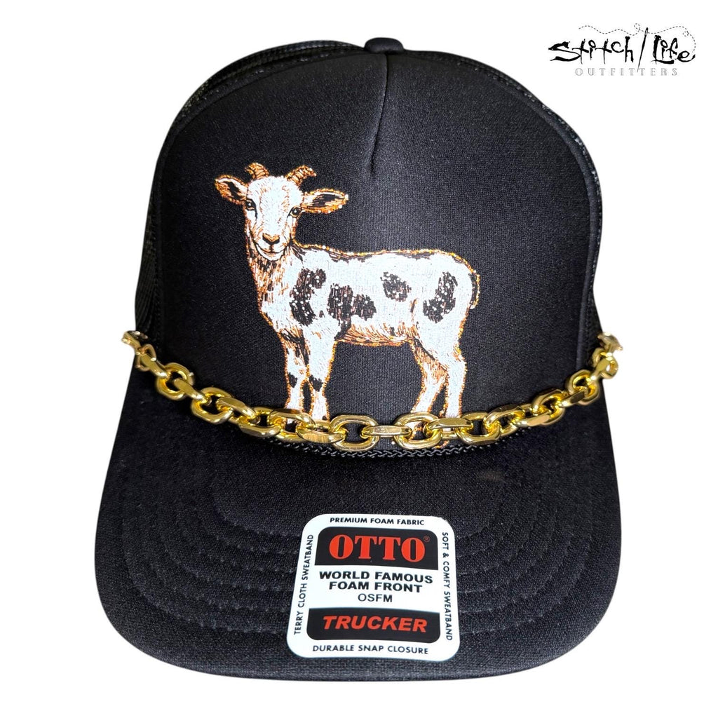 Rhinestone Goat Trucker Hat