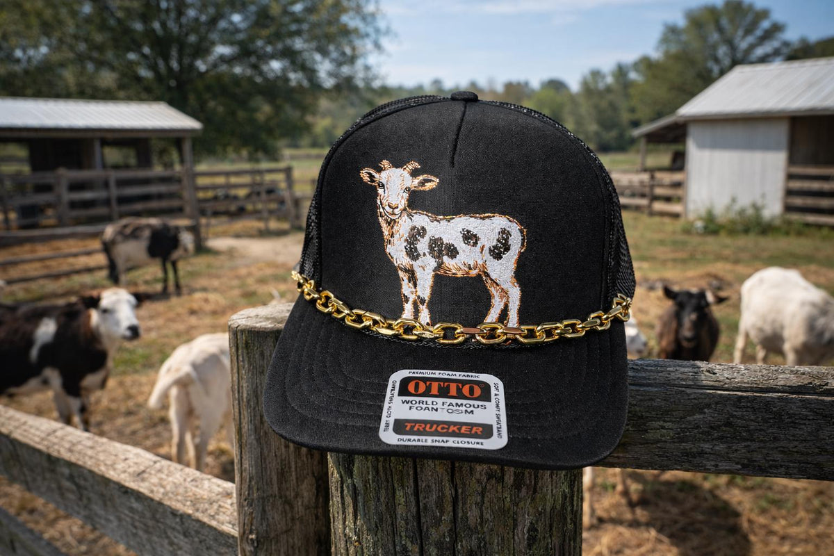 Rhinestone Goat Trucker Hat