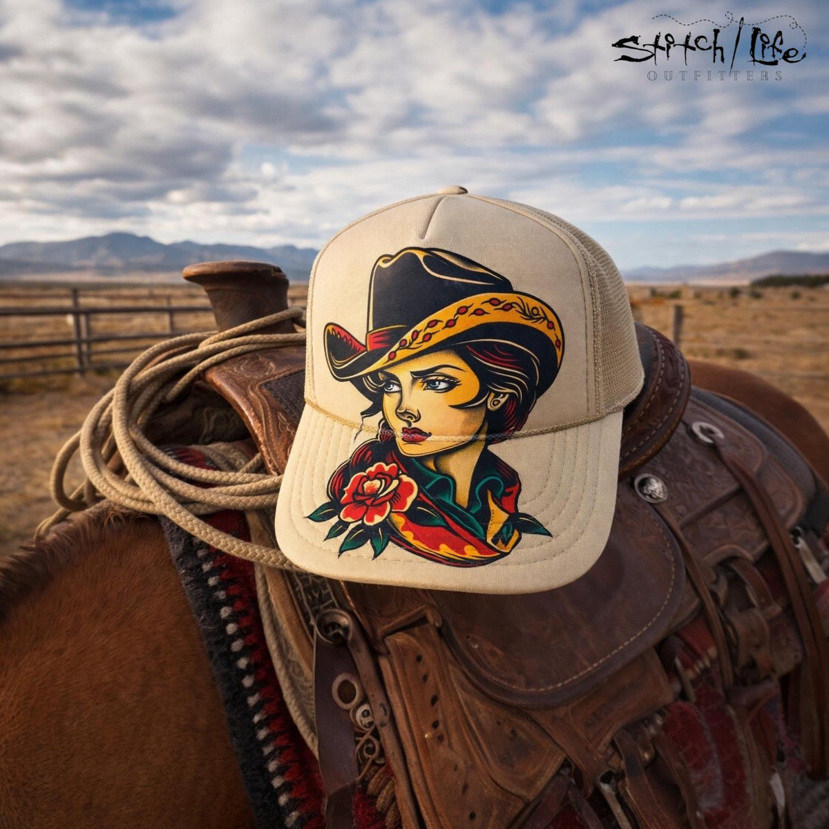 Vintage Cowgirl Trucker Hat