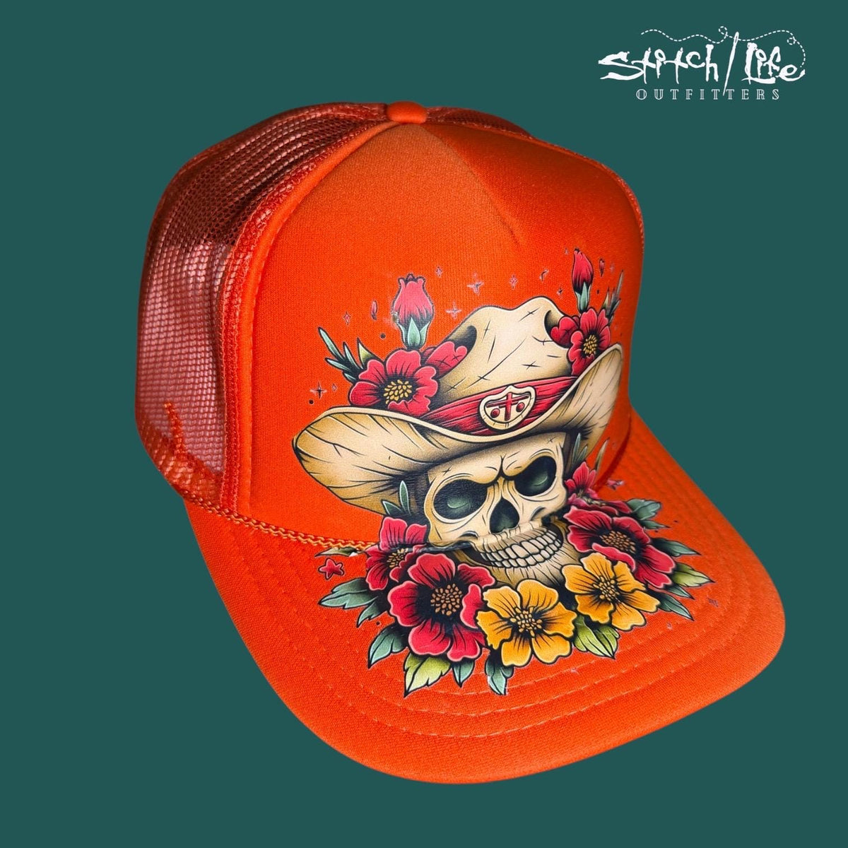 Day of the Dead Skull Vintage Tattoo Trucker Hat