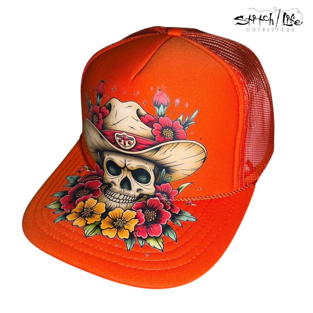 Day of the Dead Skull Vintage Tattoo Trucker Hat