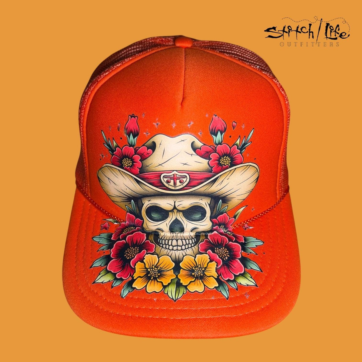 Day of the Dead Skull Vintage Tattoo Trucker Hat