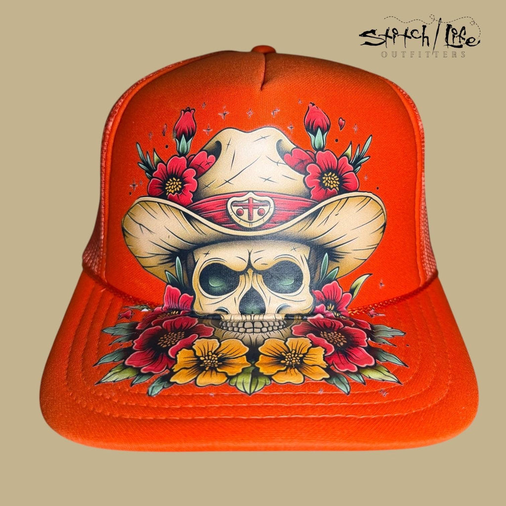 Day of the Dead Skull Vintage Tattoo Trucker Hat