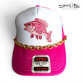Rhinestone Bass Trucker Hat-Hot Pink