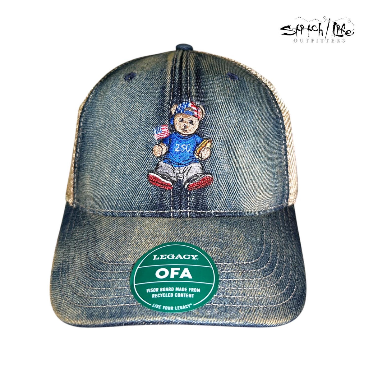 America 250 Teddy Bear Patriotic Trucker Hat