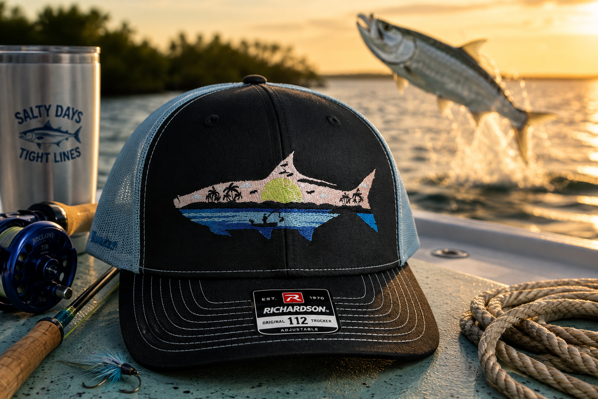 Tarpon Fishing Hat | Embroidered Richardson 112 Trucker Hat | Saltwater Fishing Hat | Fisherman Gift | Florida Fishing Snapback